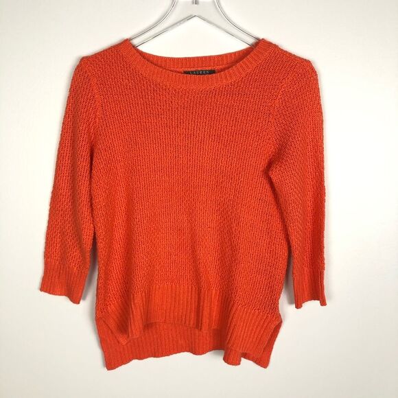 Lauren Ralph Lauren Sweaters - Ralph Lauren Orange Knit Sweater 3/4 Sleeve S EUC